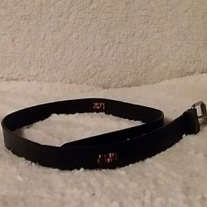 Black leather belt with colorful beads